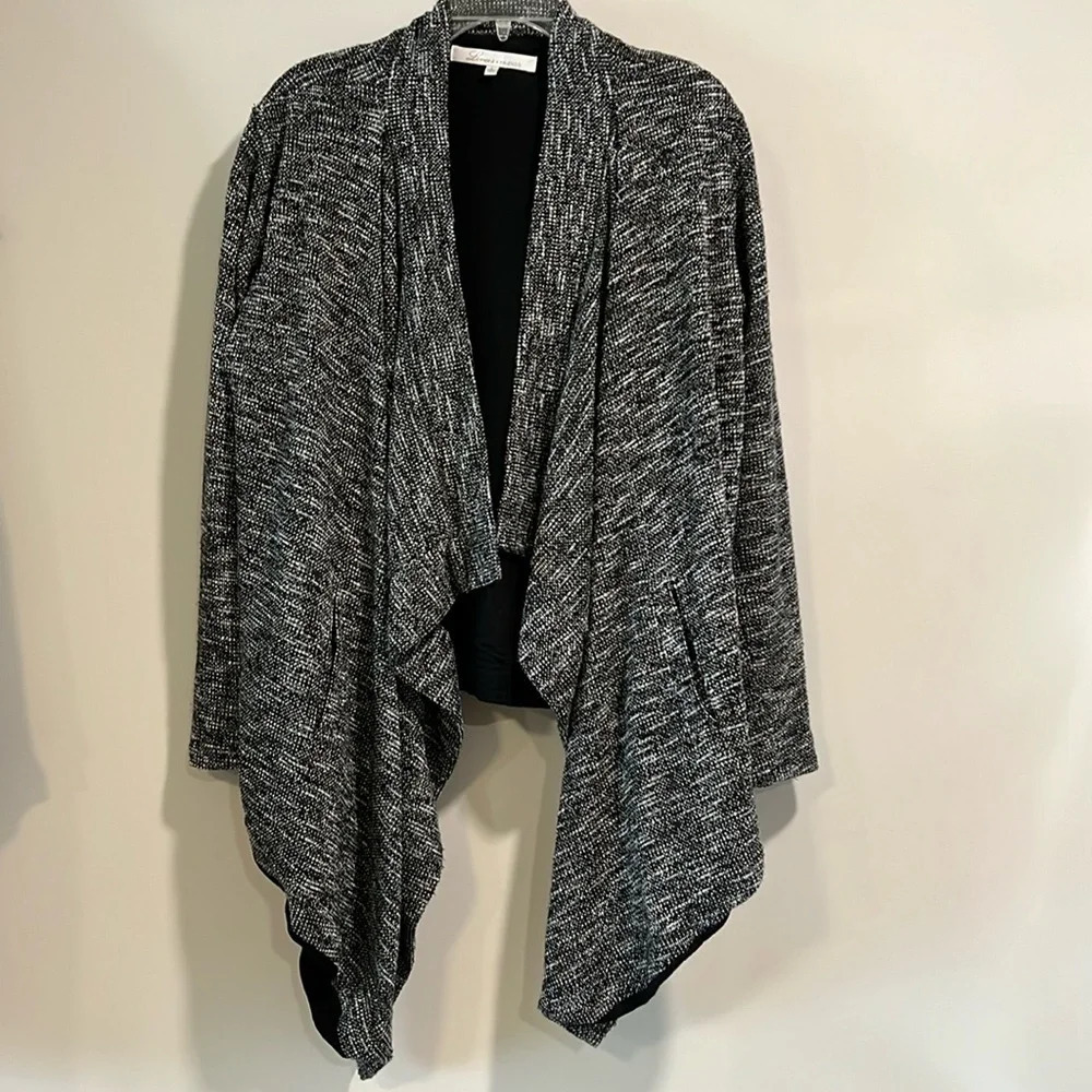 Lovers + Friends - large, black and white marled waterfall jacket